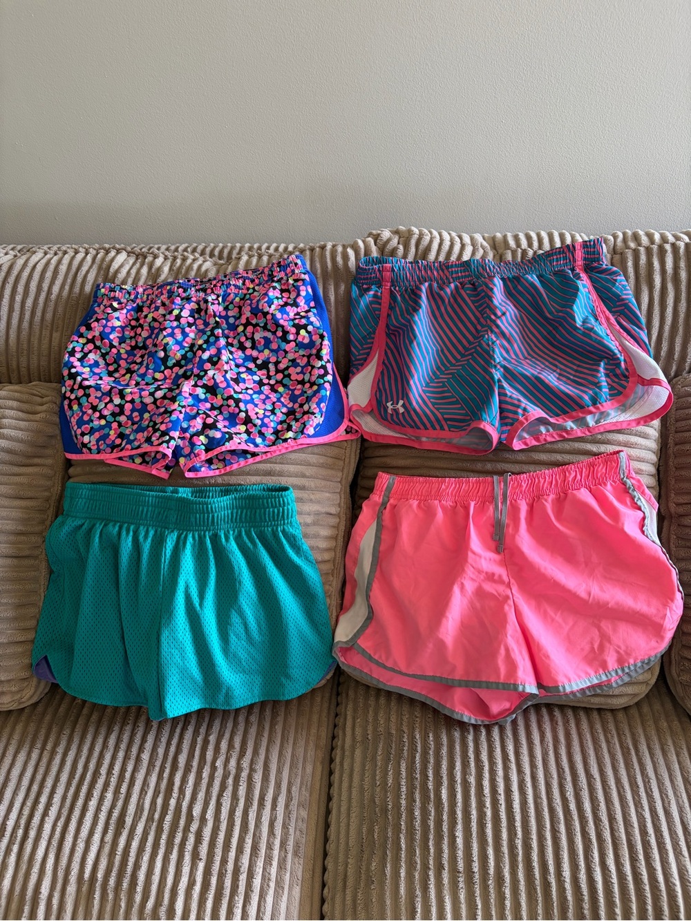 Kids Athletic Shorts Bundle - Pink, Teal, Blue Patterns